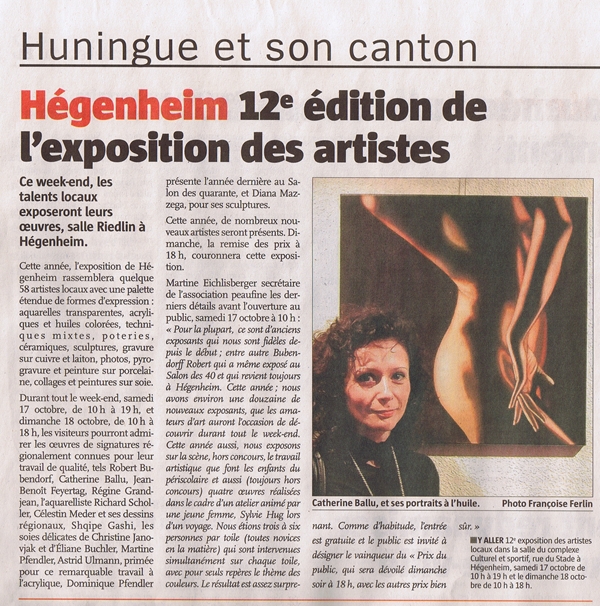 Parution Alsace 13 octobre 2009